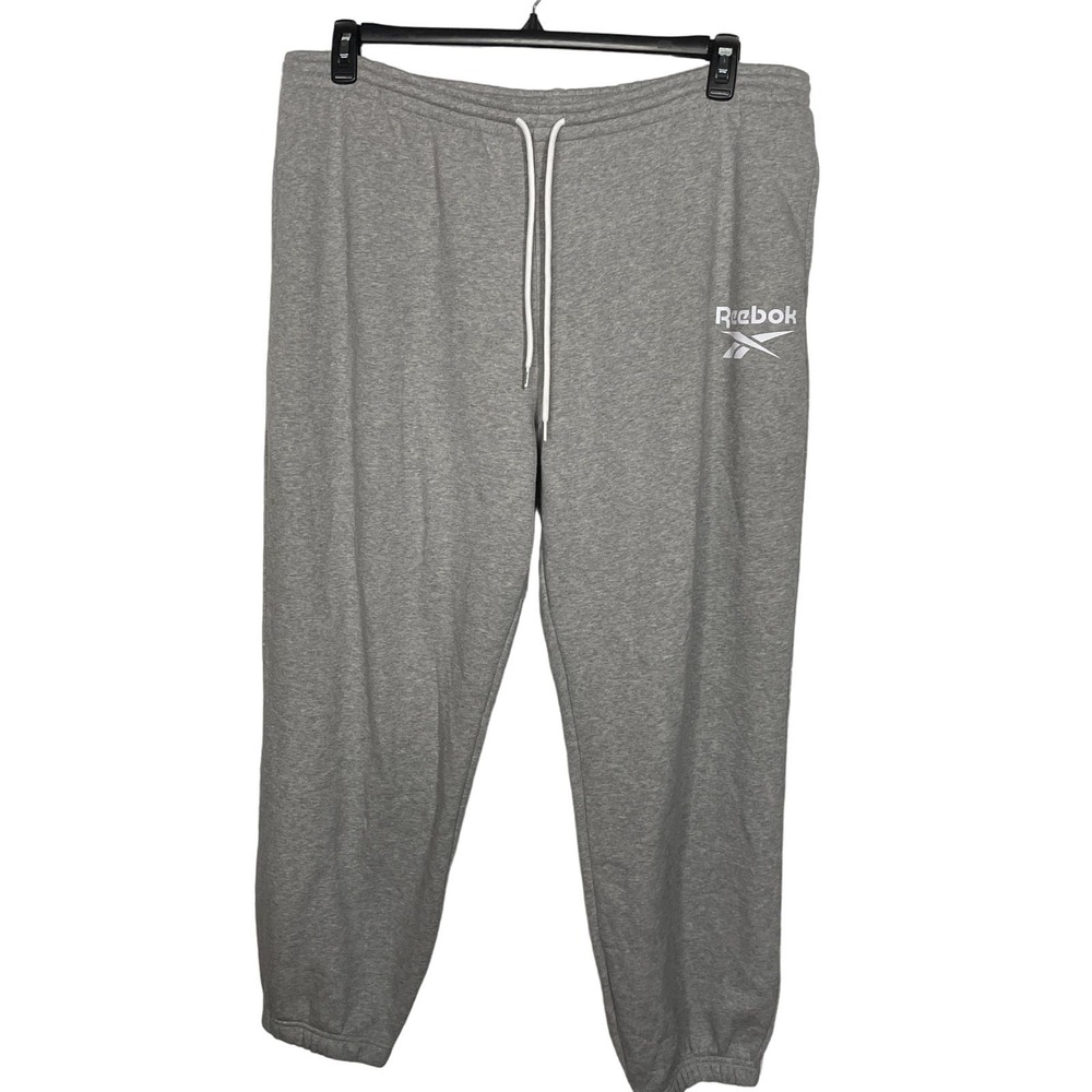 Reebok Plus Size Identity Logo Fleece Joggers Grey 3X - Picture 2 of 8